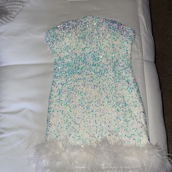 12th Tribe Anastasia Mini Sequin and Feather Dress - Picture 4 of 6